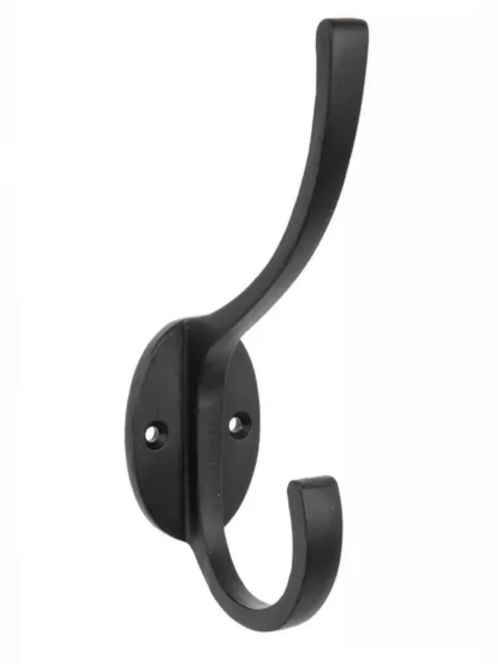 Black Iron Double Wall Hook for Coats Hats Robes, Towels and More